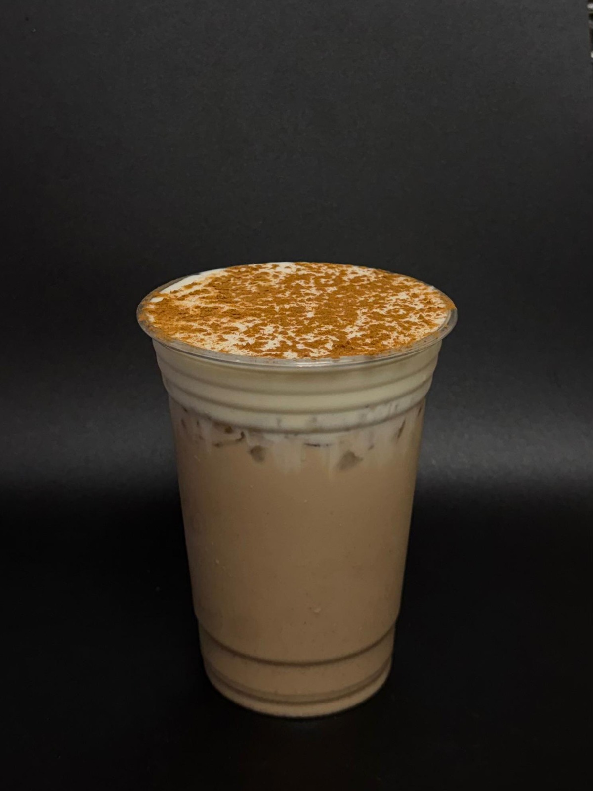 Iced Spanish Latte finished with cinnamon